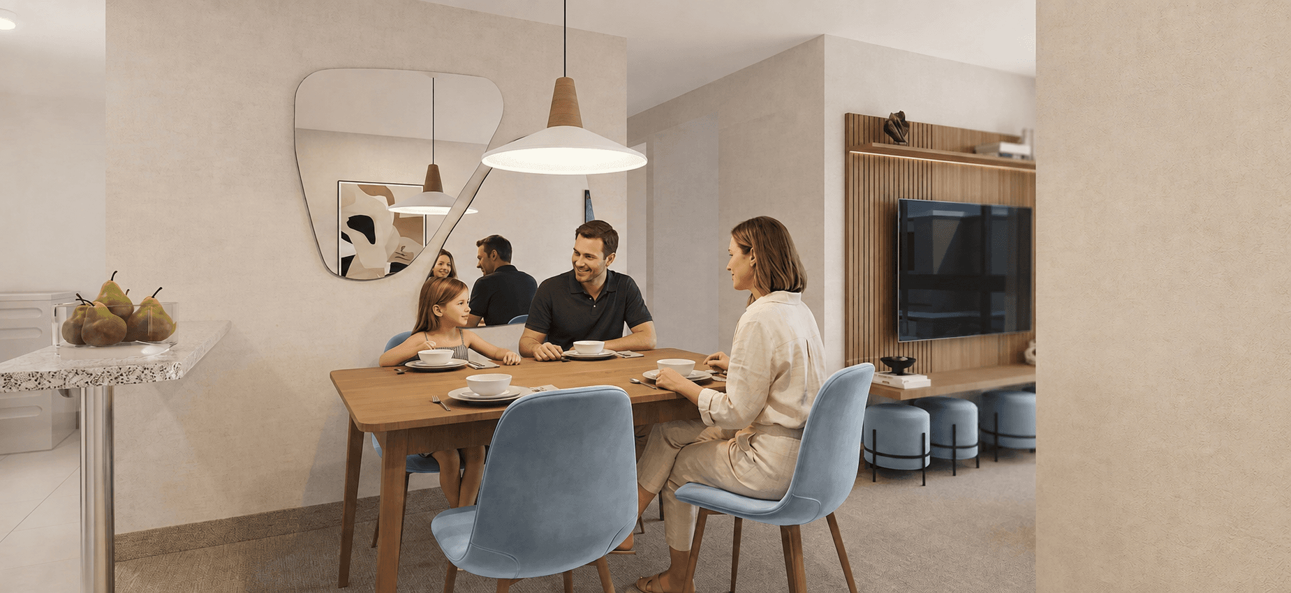 Familia en un departamento de Valle Santa María
